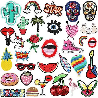 32x Iron On Patches No Sewing Embroidered Cartoon Patches Clothes Jeans Decor AU • $15