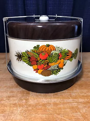 $24.98 • Buy Vintage Brown Dome Covered CAKE TIN Food Cake Carrier Pie Tin Raised 70’s