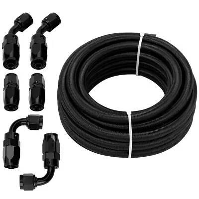 5/8  10AN Hose Nylon Stainless Steel Braided CPE Oil Fuel Line Fittings Kit 20FT • $43.31