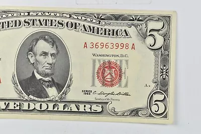 Crisp 1963 Red Seal $5 United States Note - Better Grade *725 • $7.06