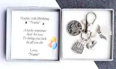 Personalised 1953 70th Birthday Lucky Sixpence  Novelty Keyring - Gift For Her • £7.99