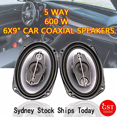 Car Coaxial Speakers 5 Way 600W Stereo Super Bass Audio Cable Subwoofer 6x9 Inch • $65.73