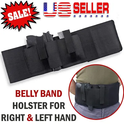 Tactical Belly Band Holster Concealed Carry Flashlight Hunting Pistol Waist Belt • $11.42