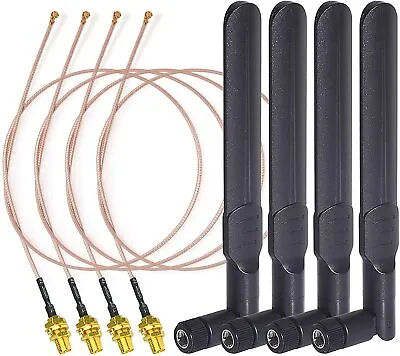 4pcs Dual Band WiFi 8dBi RP-SMA Antenna U.FL IPX IPEX 20cm Cable For WiFi Router • $17.28