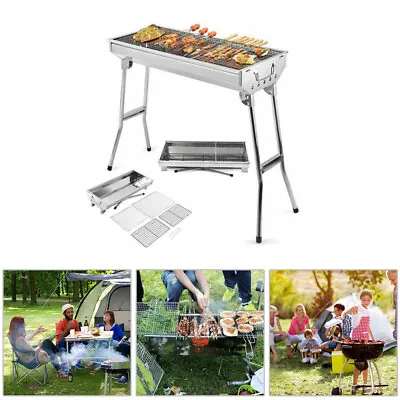 Folding Grill Stainless Steel BBQ Smokeless Grill Stove Shish Kebab Camping • $31.47