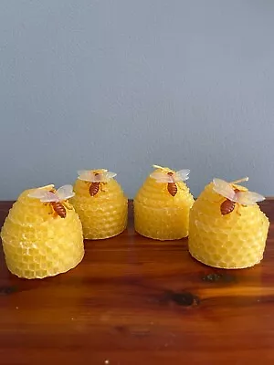 Honeycomb Beehive Beeswax Candles Natural Votive Bee 2  Set Of 4 • $9.99