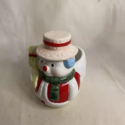 Vintage Snowman With Planter Handcrafted Ceramic Flower Pot - My-Neil • $24.95