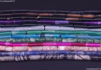 Natural Gemstones Agate Jasper Onyx Opal Tube Space Loose Beads 4mm X 13mm 15.5  • £8.29