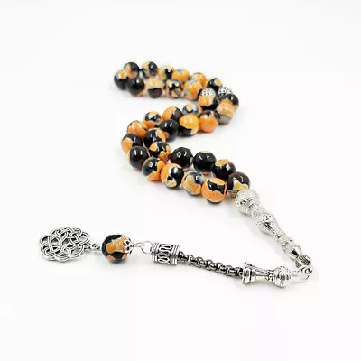 Tasbih Men Black Agates Stone Muslim Prayer Beads Bracelet Turkish Misbaha Gift • $10.80