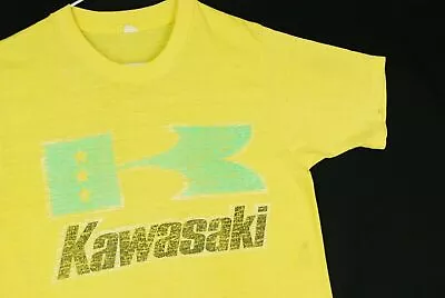 Vintage 70s Kawasaki Motorcycle Racing Motox T Shirt Single Stitch Mens XS • $129.99