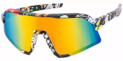 Kids Wrap Sports Shield Baseball Cycling Sunglasses Multi Color Mirror 28RV • $9.99