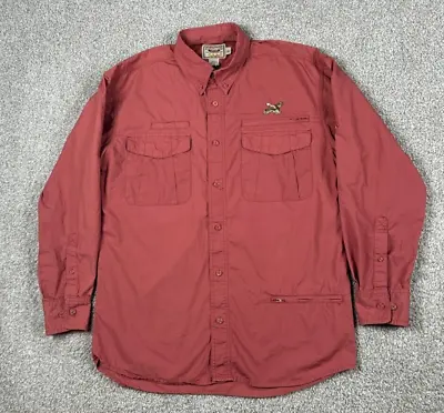 Cabelas Outfitter Series Shirt Mens Large Red Button Up Long Sleeve Outdoor Hunt • $11.97