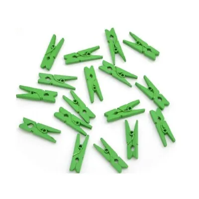 25mm Small Plain Wooden Craft Pegs - Mini Clip Metal Spring - 25 Colours  • £2