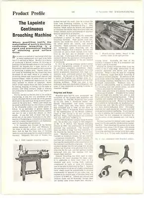£7 • Buy 1962 Product Profile Of The Lapointe Continuous Broaching Machine