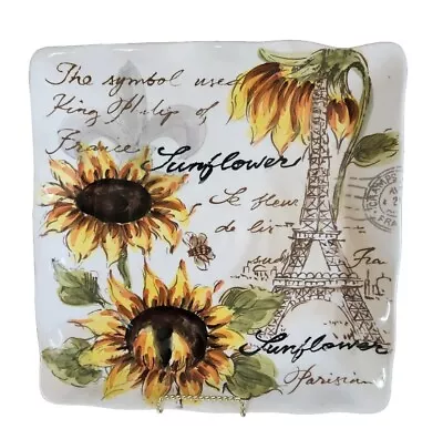 Maxcera Sunflower Platter Dish Effil Tower 11x11  Parisian France Serving  • $12