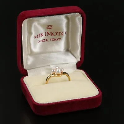 $3750 / 18K Gold Mikimoto Designer Ring / Mikimoto Pearls / With Original Box • $900