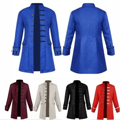 Mens Steampunk Tailcoat Jacket Vintage Gothic Victorian Frock Coat Cosplay Suit • £20.99