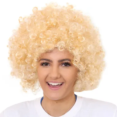 £6.99 • Buy Adults Blonde Afro Wig 1960's 1970's Disco Hippy Fancy Dress Clown Funky Hair
