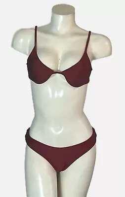 Mi Zaful Swimsuit Womens 6 Bikini 2 Piece Bra Top Cheeky Swim Wear Red • $35.99