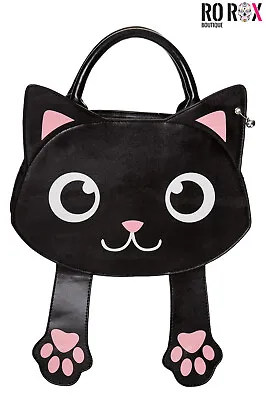Banned Bag Of Tricks Bag Cartoon Cat Magnetic Paws Top Handle & Shoulder Strap • £32