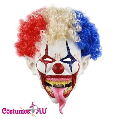 Adult Scary Clown Evil Mask Hair Halloween Horror Scary Mens Costume Accessory • $21.84