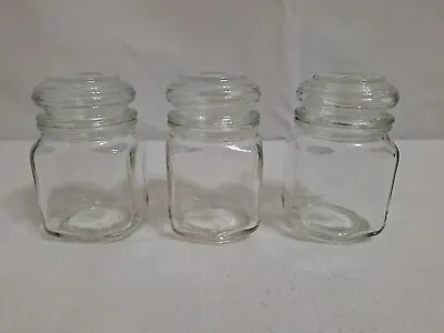 Vintage Duraglas Square Apothecary Jars Clear Glass Lid 4 Oz. Set Of 3 3.5  • $21