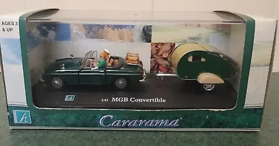 £12.99 • Buy Cararama Mgb Convertible And Caravan Racing Green / Cream Boxed  1:43 Scale 