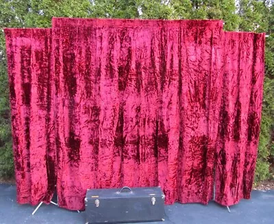 Vintage Funeral Free Stand Casket Back Drop Velvet Curtain Coffin Display Case • $450