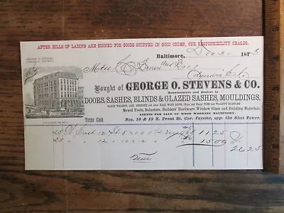 Antique Vintage Ephemera 1800s Billhead Baltimore MD George Stevens Doors Sashes • $17.50