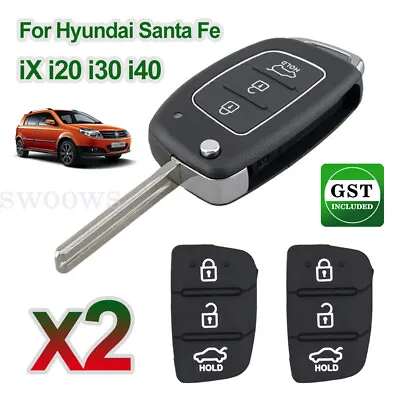 2pcs Flip Key Replacement Rubber Keypad For Hyundai Santa Fe IX I20 I30 I40 • $6.08