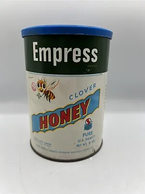 Vintage Empress Clover Honey Tin Pure Us Fancy 3 Lbs. Empty W/ Plastic Lid • $24.95