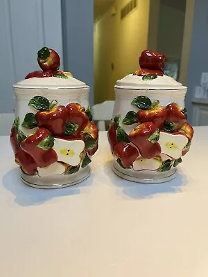 KMC Apple Canister Container Vintage Retro Red 3-D Design Kitchen Cute Set Of 2 • $35