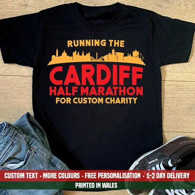 Running Cardiff Half For CHARITY T Shirt Marathon 13.1 Miles Running Sports Top • £14.99