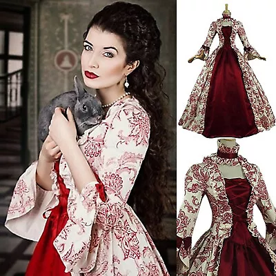 Women's Rococo Ball Gown Printing Long Gothic Victorian Dress Masquerade Dresses • $19.97