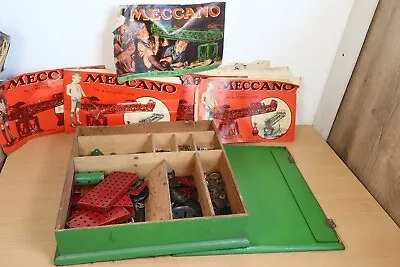 Vintage Meccano Outfit No 2 1940/50s Wooden Box Instructions Huge Bundle Mixed • £49.95