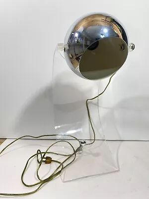 Mid Century Modern Chrome & Lucite Orb Curve Table Lamp  • $24.50