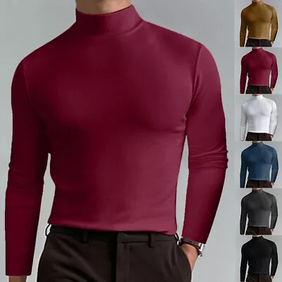 $16.29 • Buy Mens Stretchy High Neck T-shirt Long Sleeve Warm Thermal Winter Pullover Top US