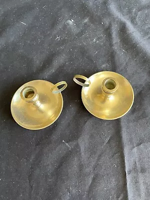 2 Vintage Brass Candle-holders With Handle 1  Ta[[ • $8