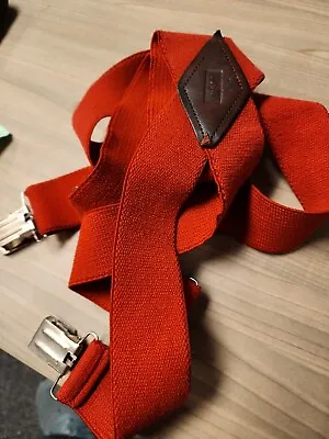 $25 • Buy Levi’s Red Elastic Suspenders - Adult Sized Clip On Adjustable Good Condition