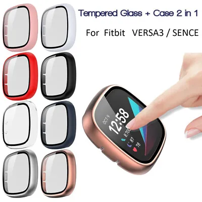 Full Coverage Matte Tempered Glass Protector Cover Case For Fitbit Versa 3/Sense • $13.58