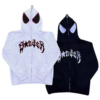 Spider Zip Hoodie Face Mask Kids Adults Costume Jumper Sweatshirts Zipper Jacket • £21.69