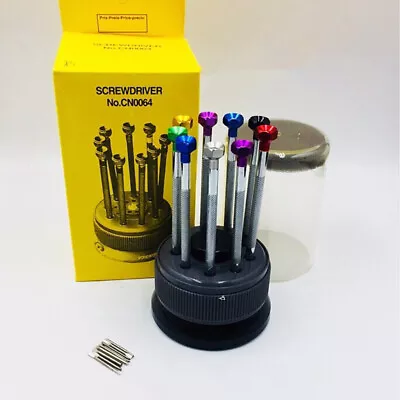 New 9pcs Screwdriver Set Rotating Stand Watchmaker Jewelry Repair Hobby Tool • $33.95