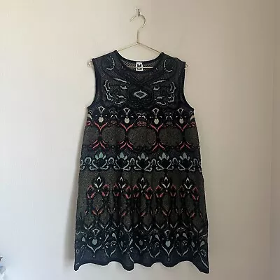 M Missoni Women's Wool Blend Metallic Knit Shift Dress In Black Size EU 44 • $49.99