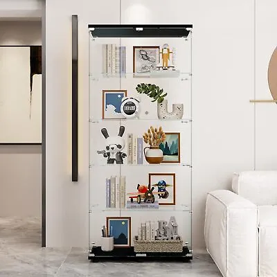 2-Doors Glass Display Cabinet W/5 ShelvesFloor Stand Curio Cabinets For Bedroom • $379.99