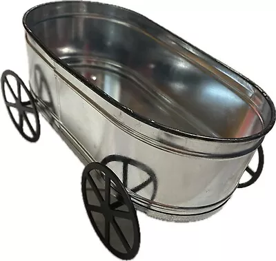 NWT Galvanized Metal Wagon Farm Cart Figural For Home Decor 7.5  L X 4  W X 3.5  • $16