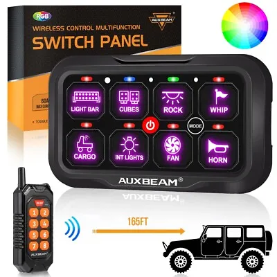 AUXBEAM RGB 8 Gang Switch Panel Momentary Remote Control For Jeep ATV UTV Truck • $209.99