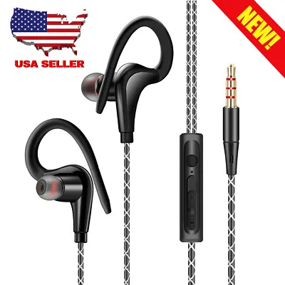 Ear Hook Headphone Wired In-Ear Sport Hifi Earphone Earbuds Over 3.5mm With MIC • $9.44