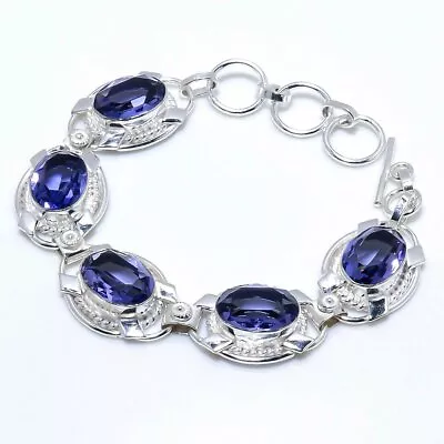 Blue Tanzanite Gemstone Handmade 925 Sterling Silver Jewelry Bracelets Size 7-8  • $10.44