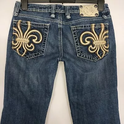 Miss Me Jeans Womens 31 JP4369 Sonoma Embroidered Distressed Contrast Stitch • $23.48