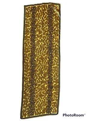 Vintage Vera Neumann Scarf Hand Rolled Silk Brown Gold Abstract Rectangular • $24.99